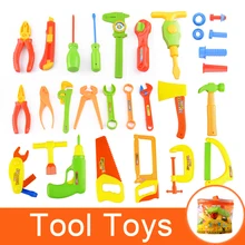 34 шт./компл. детские инструменты игрушки ремонтные Инструменты Набор строительных инструментов Косплей топор столярные ролевые игры детские развивающие игрушки