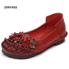 ZXRYXGS/Брендовая обувь; модная женская обувь ручной работы с цветами; свадебные туфли; коллекция года; сезон весна; удобная обувь из мягкой коровьей кожи; женская обувь на плоской подошве