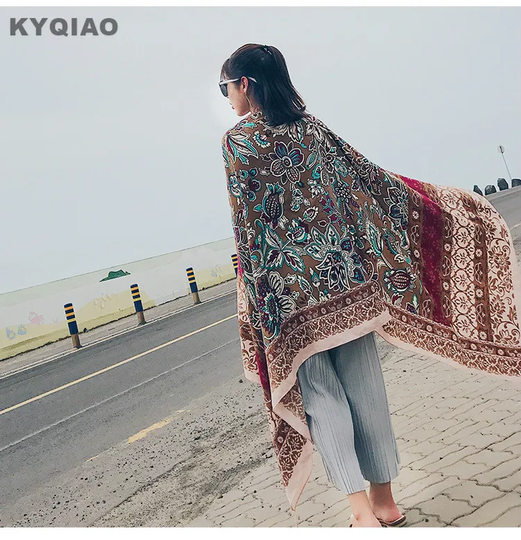 Kyqiao Bohemian Print Hijab Scarf 2020 Women Autumn Winter Spain Style Vintage Ethnic Long Printed Scarf Muffler Cape Scarf Muffler Cape Styleprinted Hijab Aliexpress