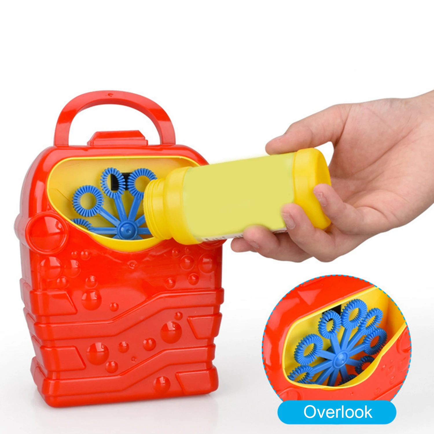discounted  Kids Cute Funny Red Cartoon Automatic Electric Bubble Machine Blower Handle Battery Powered Outdoor