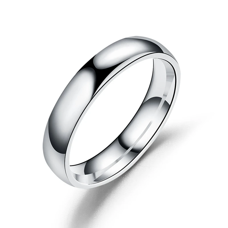 

New Arrivals Silver Color Simple Wedding Rings for Women 4mm Width Classic Elegant Stainless Steel Rings Jewelry