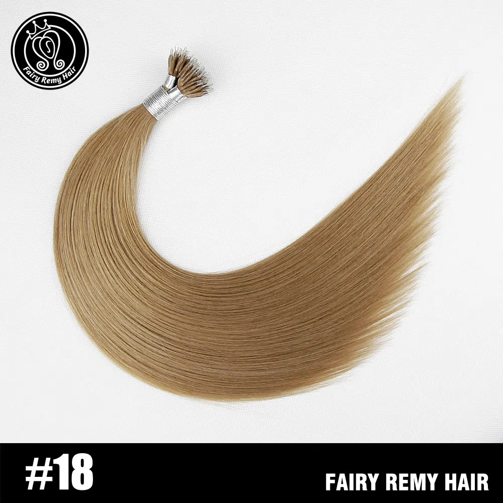 Сказочные волосы remy, 0,8 г/локон, 20 дюймов, человеческие волосы Remy для наращивания на микро кольцах, прямые черные европейские человеческие волосы с нано кольцами, предварительно склеенные - Цвет: #18