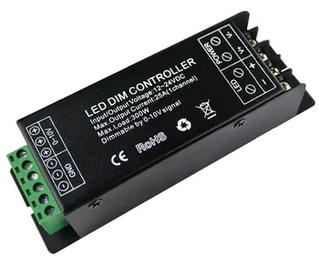 

300W LED 1CH 0-10V Decoder Single Color Dimmer 25A LED DIM Controller 0-10V Receiver Dimming Systems DC12V-24V