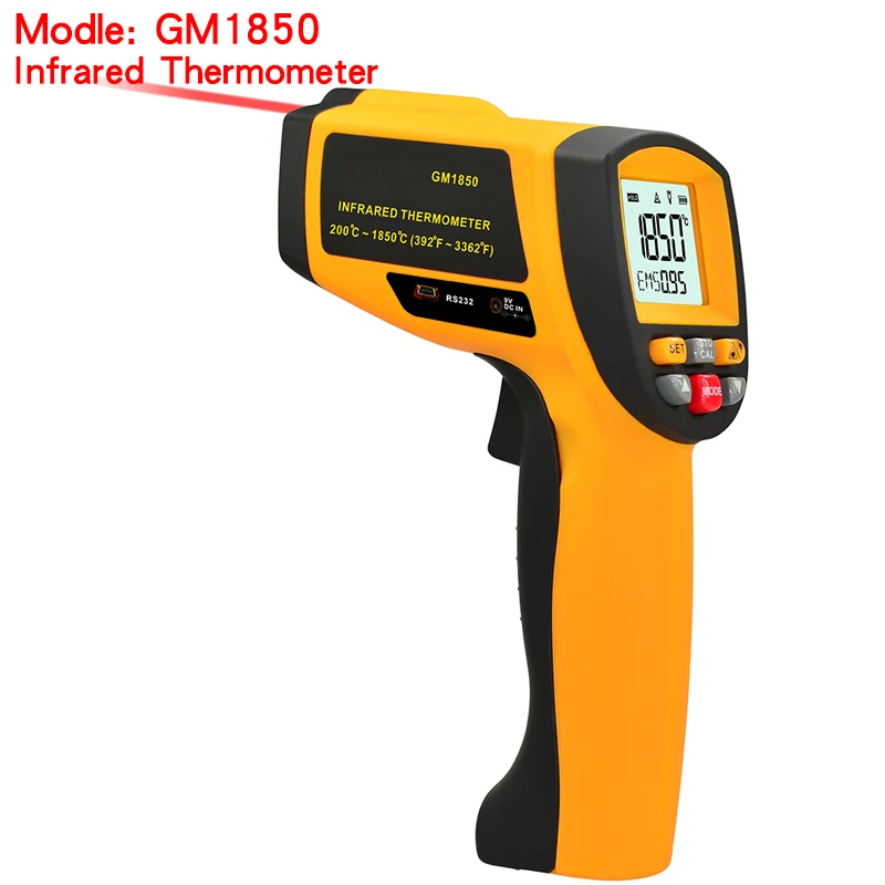 

GM1850 Non-Contact Digital Infrared Thermometer Laser Temperature Gun Tester Range 200~1850 Degree with Data Hold Function