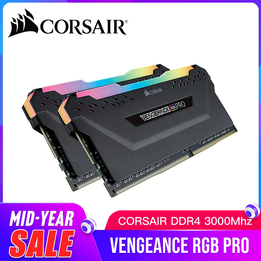 Модуль оперативной памяти CORSAIR RGB Pro DDR4 8 Гб 16 (8*2) 32 (16*2) 3000 МГц 3200 3600 DIMM|Оперативная