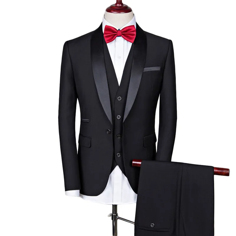 

Men Suit 2018 Wedding Suits For Men Shawl Collar 3 Pieces Slim Fit Burgundy Suit Mens Royal Blue Tuxedo Jacket #292747