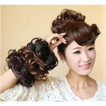 Женские атласные волнистые волосы, волнистые волосы для наращивания, эластичная резинка для волос, парик, резинки для волос, модные резинки для волос