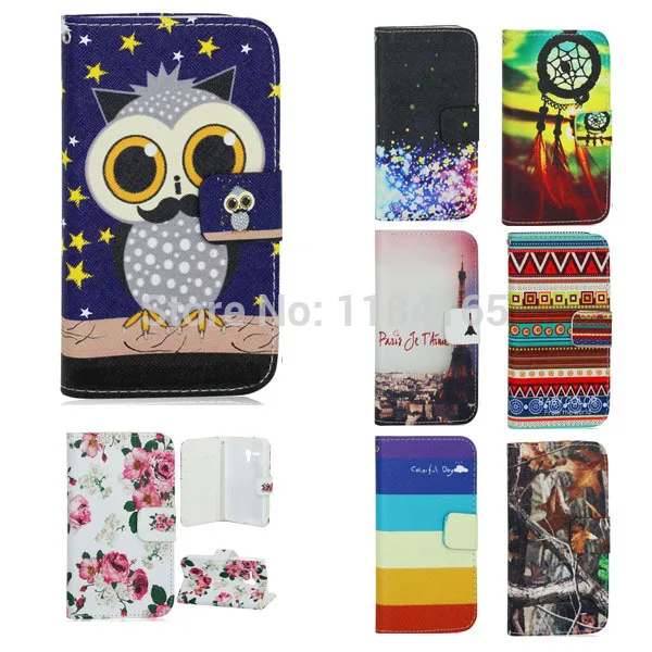 

Leather Case for Alcatel One Touch Pop D5 OT5038 5038E 5038D Flowers Patterns Wallet Flip Phone Cover with Card Slots and Stand