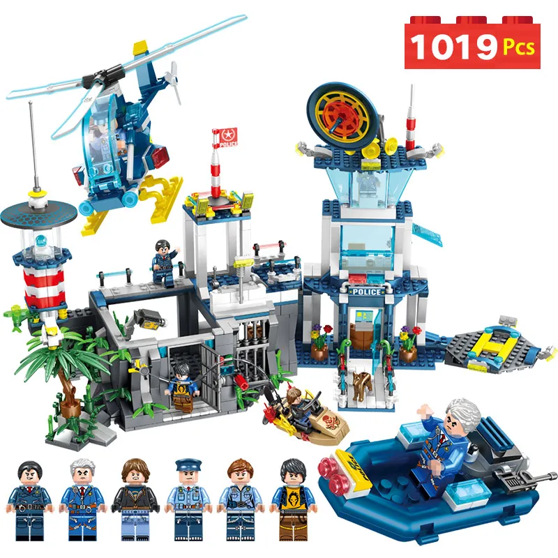 

City Police Series Building Blocks Compatible LegoINGLYS Police station Headquarters Model Enlightening Fun Toys For Children