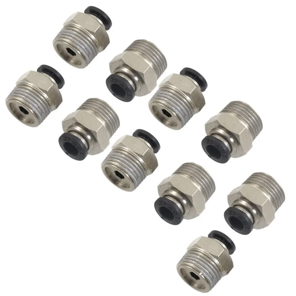 10Pcs 3/8" BSPT Male Thread to 6mm tube Push In Joint Pneumatic