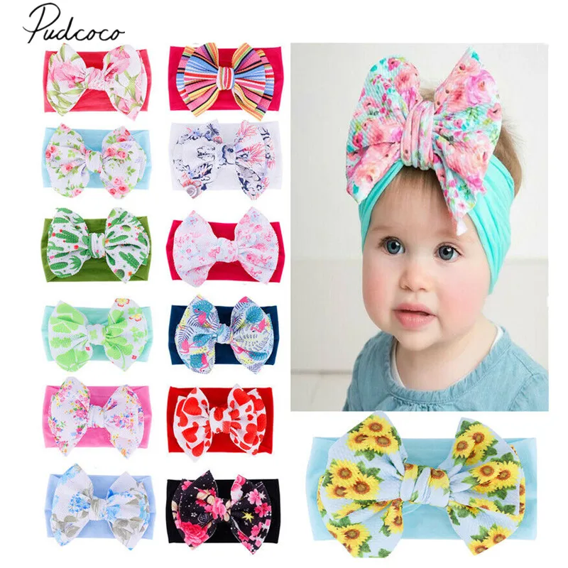 

2019 Baby Accessories Infant Baby Girl Cute Bow Boho Headband Newborn Headwear Headdress Colorful Hair Band Props Gift