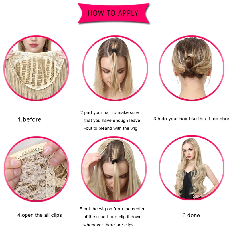 Elegant Premium Synthetic U Part Wig Half Up Half Down And Head 3/4 Clip in Curly Black Blonde Dark Brown Hair Extensions 30"