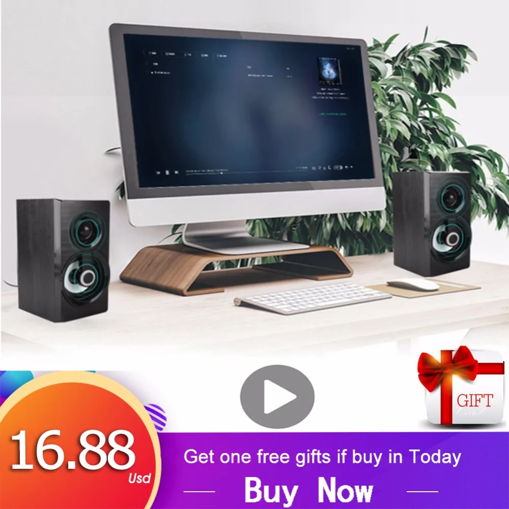 

Desktop Laptop PC Computer Speaker 3.5mm jack USB Wired Stereo full-range speaker Support LED Colorful Light Speaker
