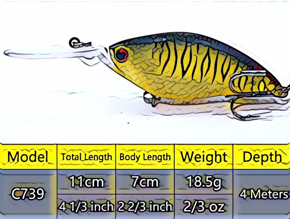 WLure 11 см 18,5 г с отражающей фольгой прозрачная краска глубокий ныряльщик 4-5 метров туго/быстрого действия кренкбейт рыболовная приманка C739