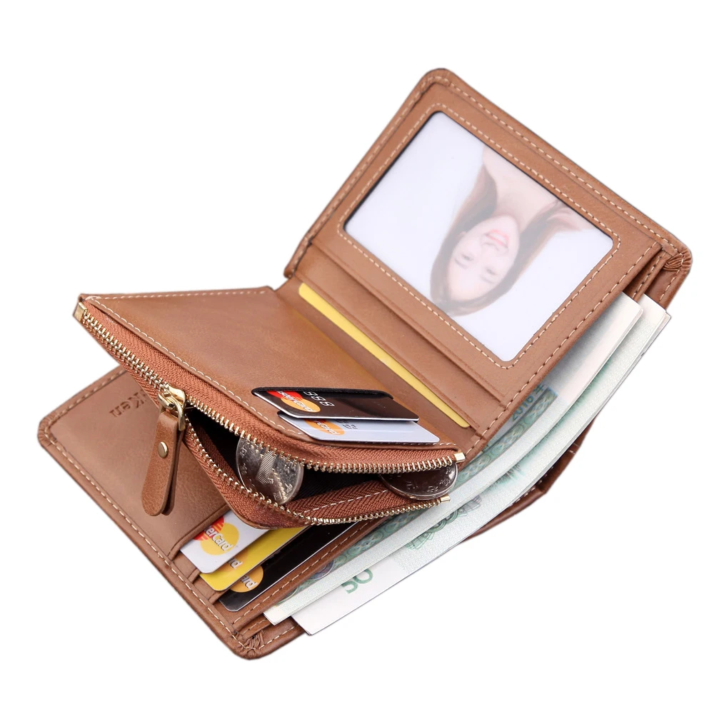 

2018 Fashion men's Wallet brand pu leather Functional bag small money bag for male zipper coin pocket man Wallet Top Quality