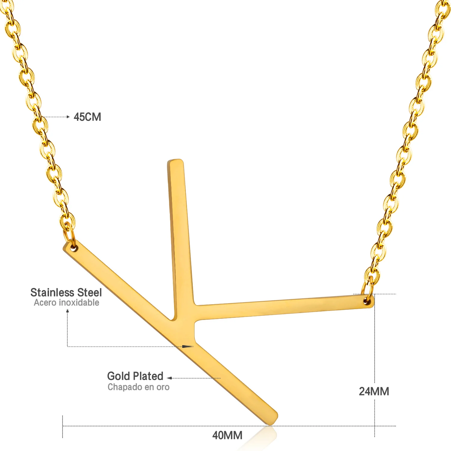 Роскошное ожерелье из нержавеющей стали 26 с подвеской в виде алфавита, арабское ожерелье, индивидуальное Золотое Ювелирное колье - Окраска металла: K