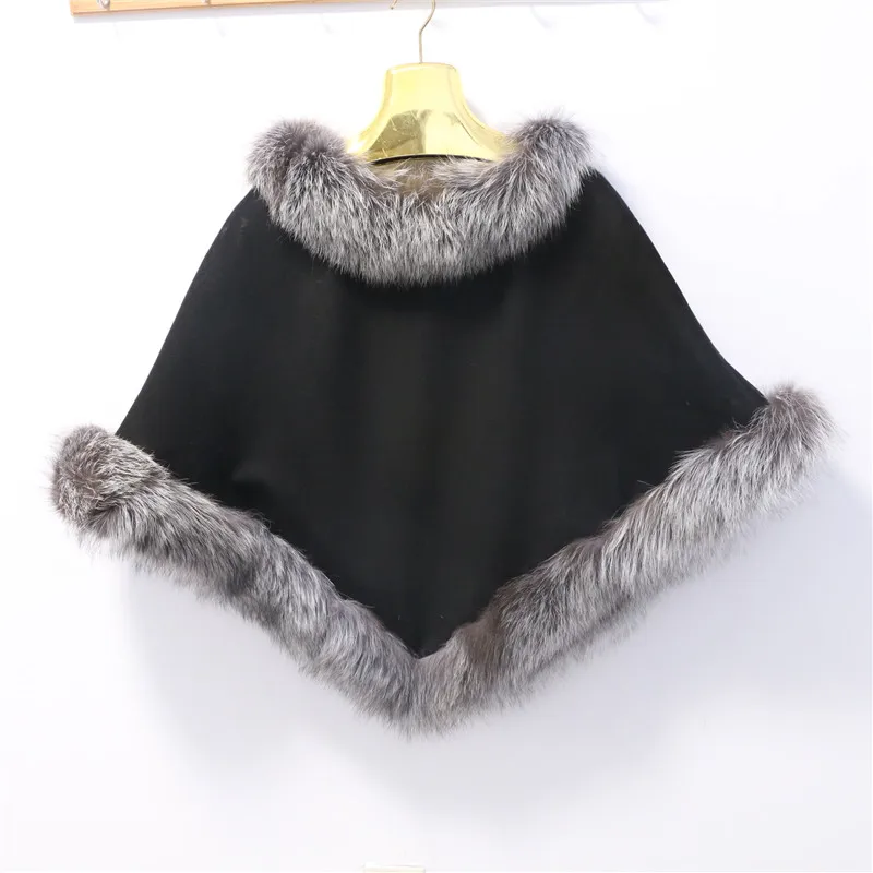 Free shipping Women's Pashmina Scarves Shawl Cape Real Fur Shawls