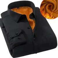 2019 New Winter Solid Color Thicken Men Dress Shirts Long Sleeve High Quality Big Size XXXL 4XL 5XL 6XL Warm Velvet Men Shirts