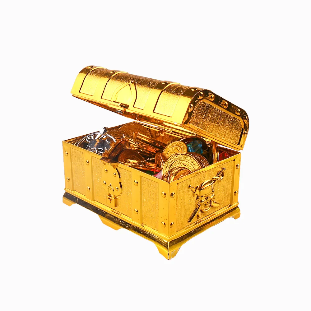 

Pirate Treasure Chest Toys Party Decorations Treasure Box Simulation Gems and Gold Coins Party Favors for Kids