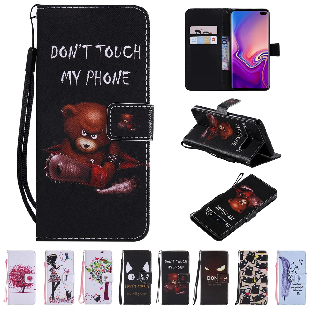 

Flip Leather Case for Samsung Galaxy S10 S10e S10 S9 S8 Plus S7 S7Edge Note 8 9 Wallet Phone Cover Mermaid Anchor Card Slots