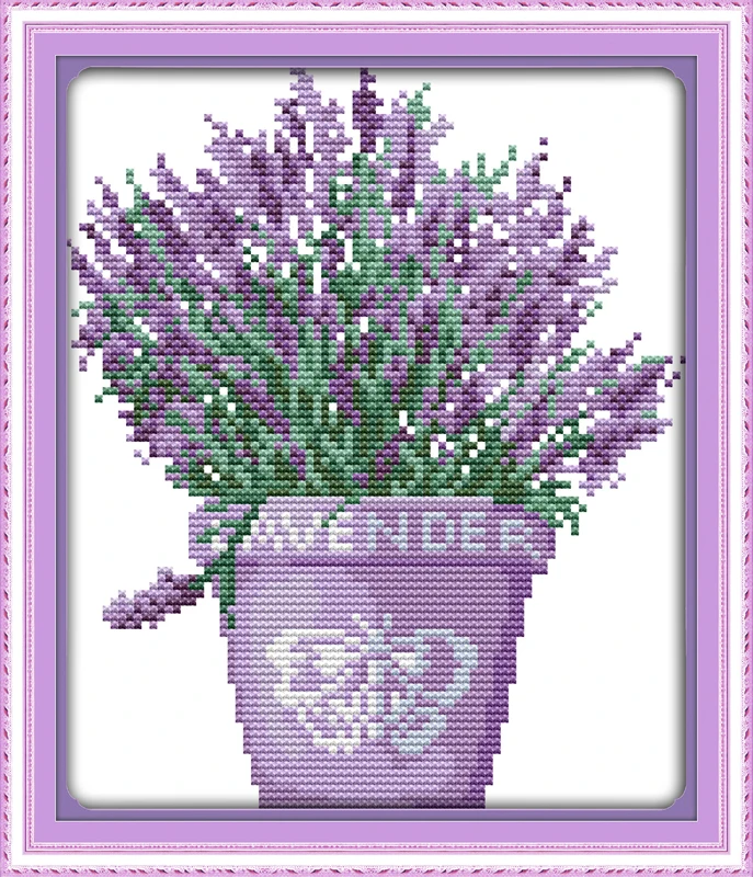

Lavender plants, counted printed on fabric DMC 14CT 11CT Cross Stitch kits,embroidery needlework Sets, Home Decor
