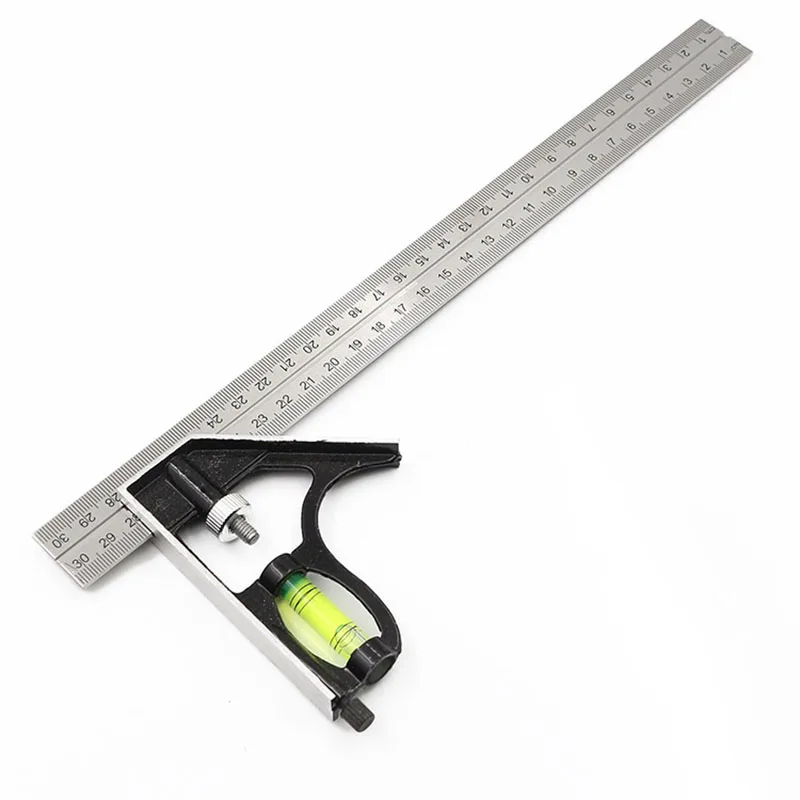 

DIY Precise Stainless Steel Measuring Tools Aluminium Combination Mobile Square Workshop Hardware Angle Spirit Level 12"(300mm)