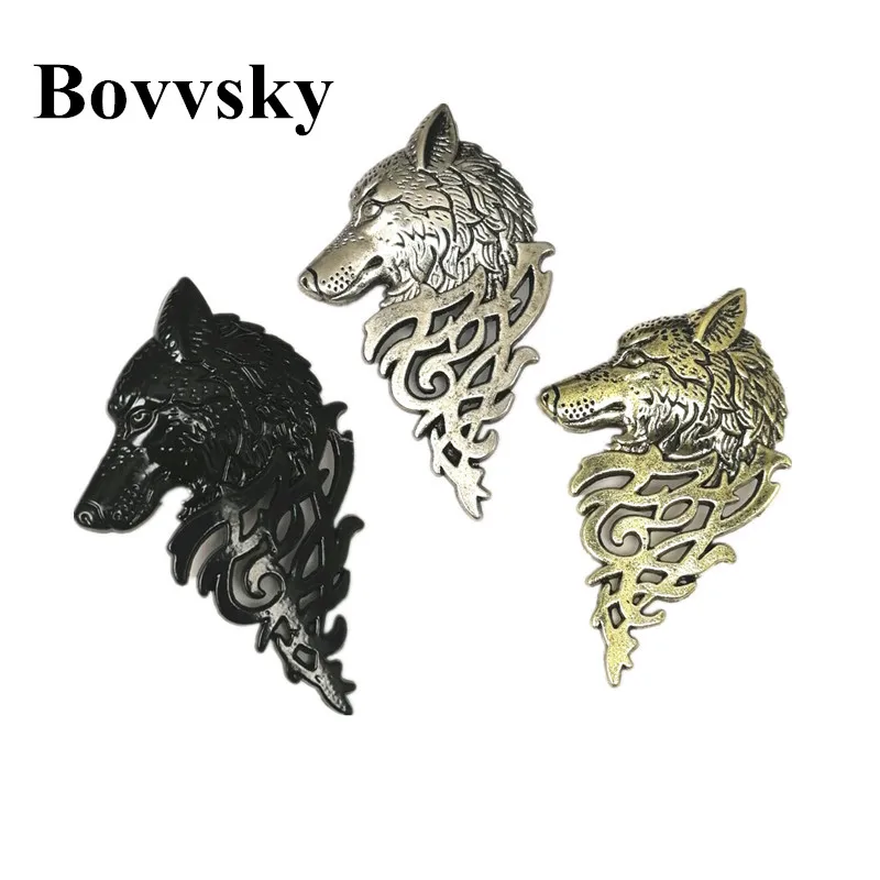 

Bovvsky Men metal Wolf Brooch vintage Gold-Color animal Brooches Hijab Pins For Women Jewelry Personalized Wolf Head Brooch