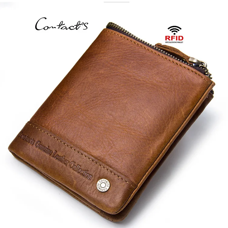 

RFID Business Card/ID Holder Luxury Genuine Leather Wallet Money Bag Document Purse Slim Bifold Smart Wallet 2019
