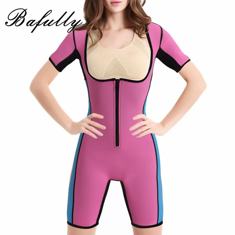 

Women Tight Shapers One Piece Shapewear Short Sleeve Thermal Stretch Bodysuit Neoprene Fitness Corset Underbust Tummy Shaper