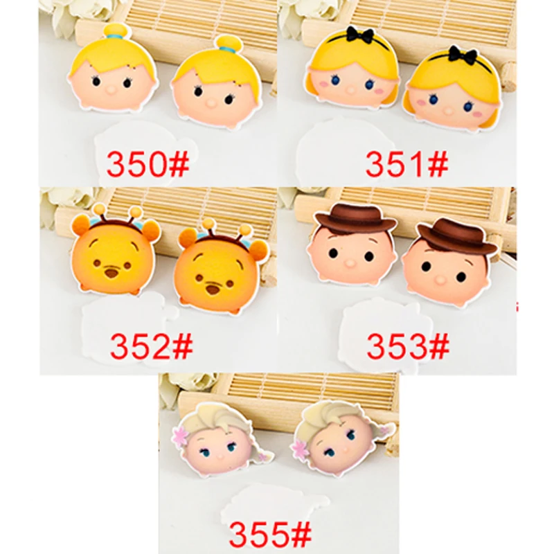 

50pcs/lot Mixed Styles Kawaii Cartoon Character Flat Back Resins for Hair Bows Planar Resin for DIY Holiday Decoration Crafts