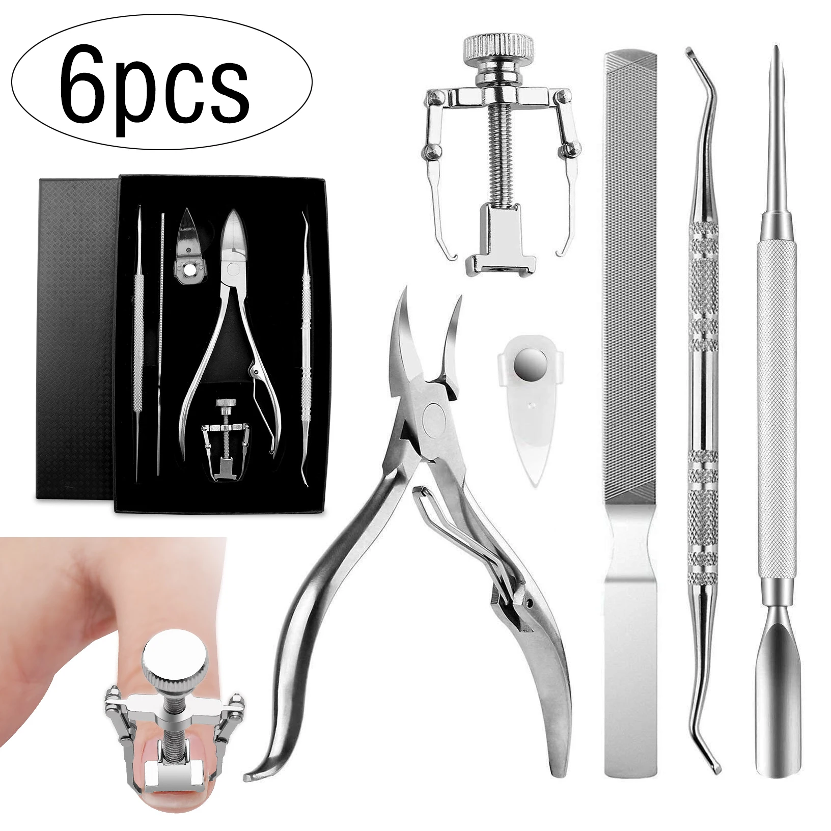 

6pcs/set Nail Correction Nippers Clipper Cutters Dead Skin Dirt Remover Foot Care Pedicure tool set