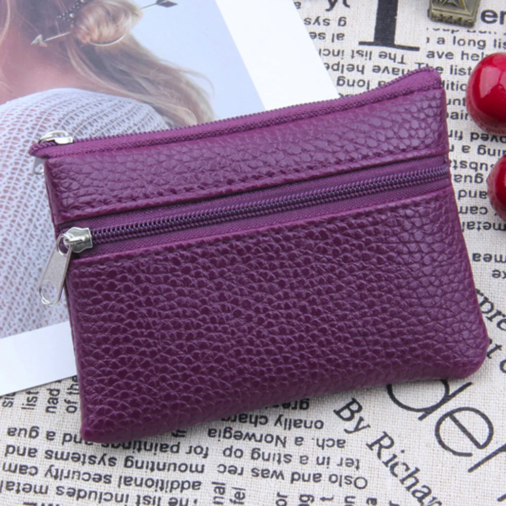 Кожаные портмоне Для женщин маленький кошелек для монет мини-молния Деньги сумки детские карман кошельки Key Holder Feminina gift1