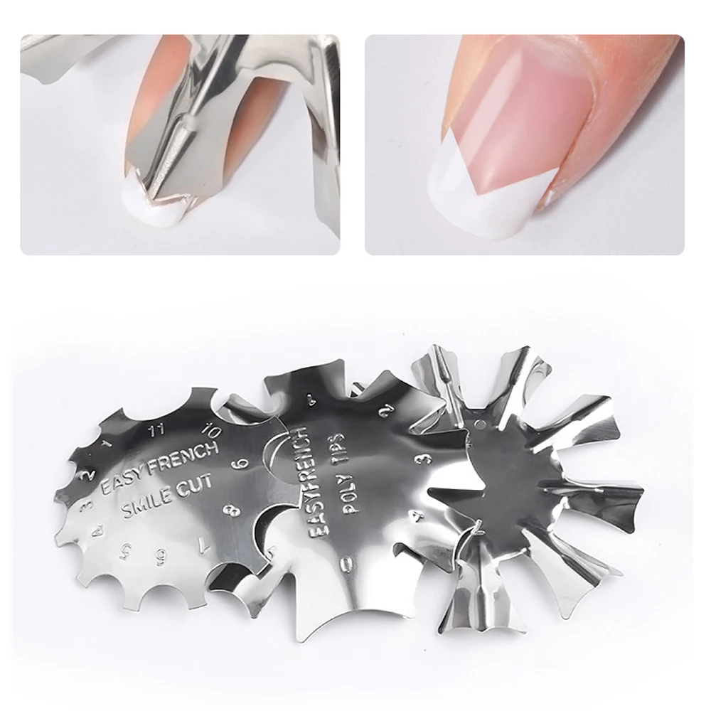 1pcs Easy French Line Edge Nail Tool Smile Cutter Nail Stencil Edge Trimmer Multi-size Nail Manicure Nail Art Styling Tool Set