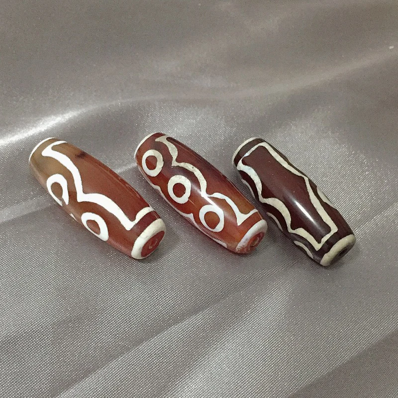

Vintage Jewelry Handmade Stone Natural Tibetan Dzi Agates Stone Beads Oval Five-eyed Antique Red Agates Beads for Women Men DIY