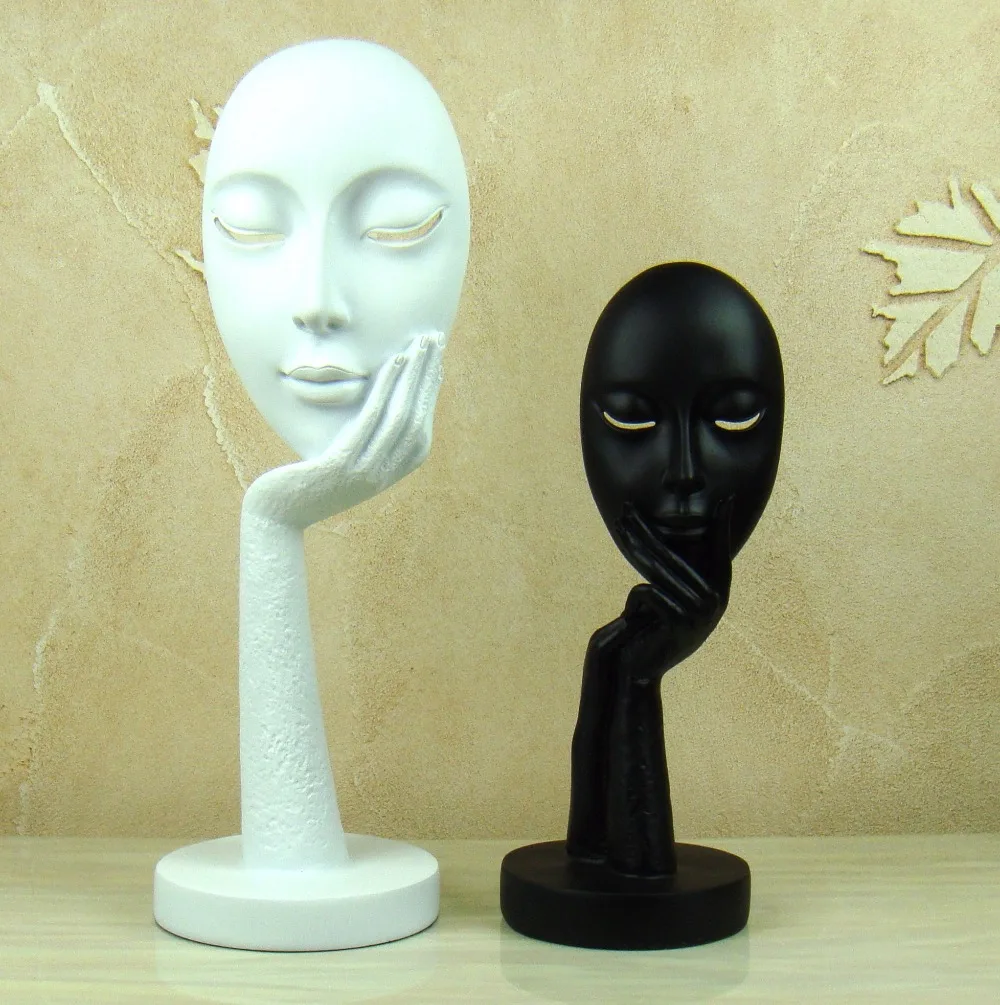 Abstract Mask Lady Portrait Sculpture Female Figurine Resin Figure