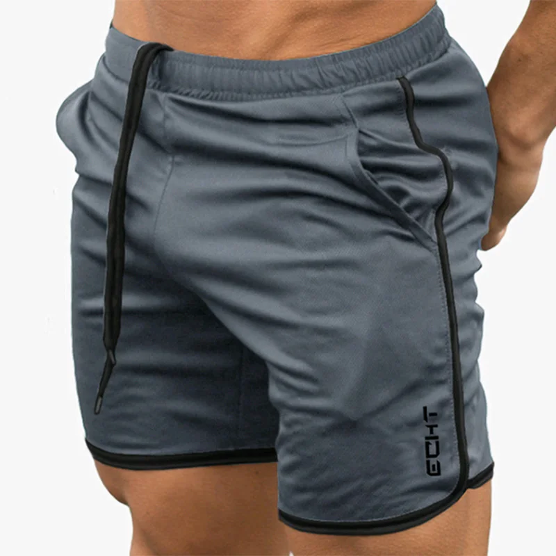 New summer double-layer breathable men's fitness sweat-absorbing and quick-drying outdoor fitness casual jogging shorts - Цвет: gray