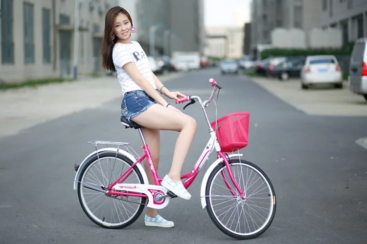 Best Urban Leisure Commuter Bicycle 24 Inch Single Speed Rigid Frame Two-Color Optional Bicycle With Basket 5