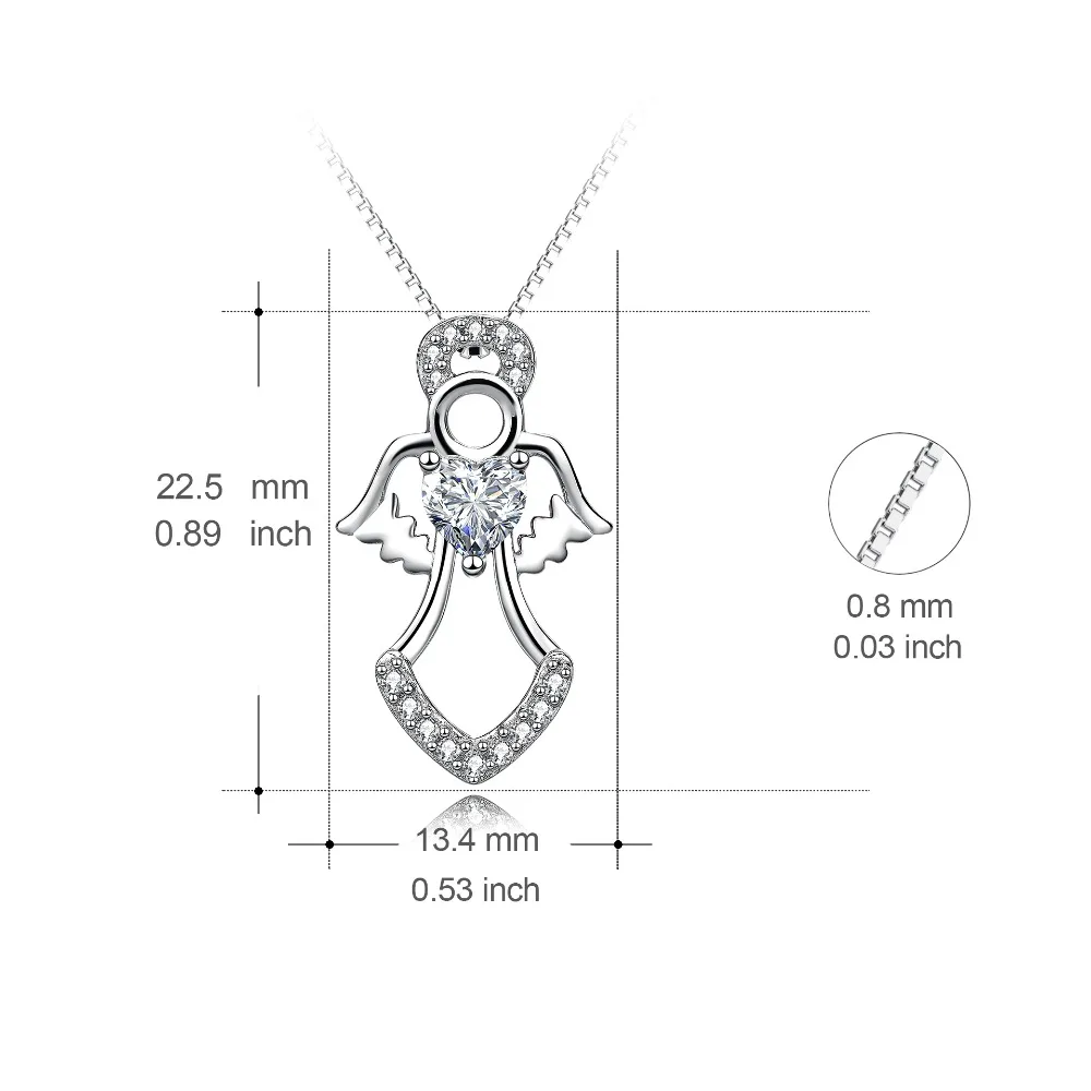 YFN Настоящее 925 пробы Серебряное ожерелье Кристалл Кубический цирконий Ангел выдалбливают Подвески ожерелье s модное ювелирное изделие подарок для женщин