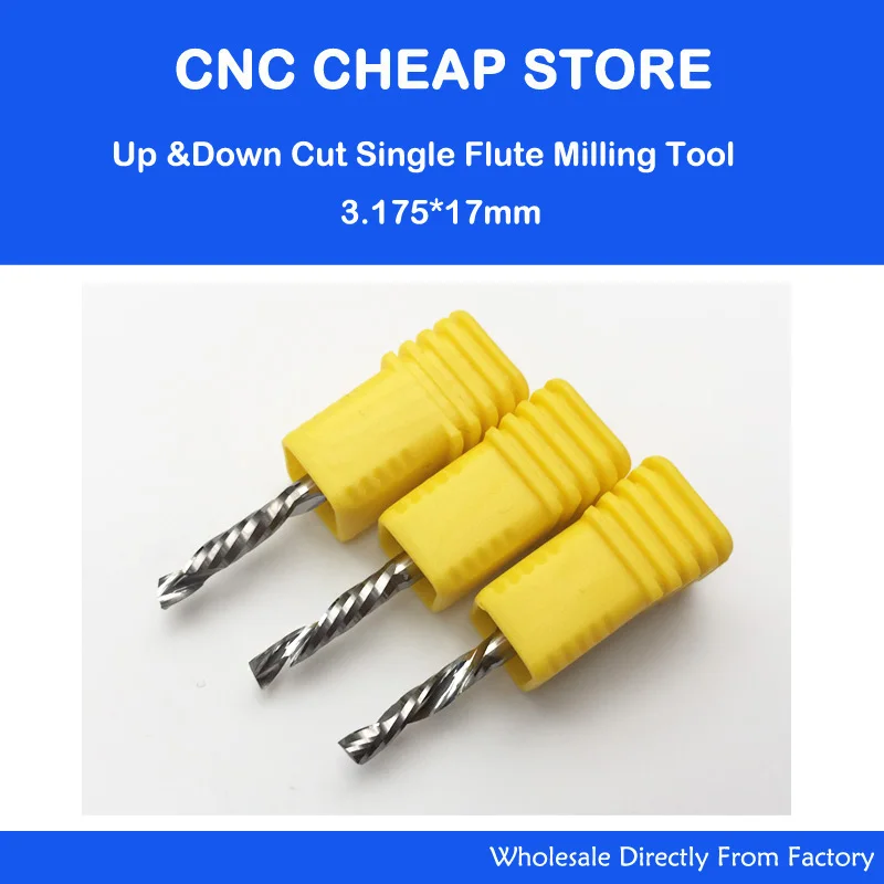 

3.175x17MM Single Flute Up&Down Cut AAA Solid Carbide CNC Router Endmill Compression Wood Tungsten End Milling Cutter Tool Bit