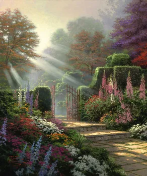 

Thomas Kinkade Canvas Painting -Garden Of Grace-Movie Poster Abstract Wall Art Sets Large Canvas Oil Painting Free Shipping