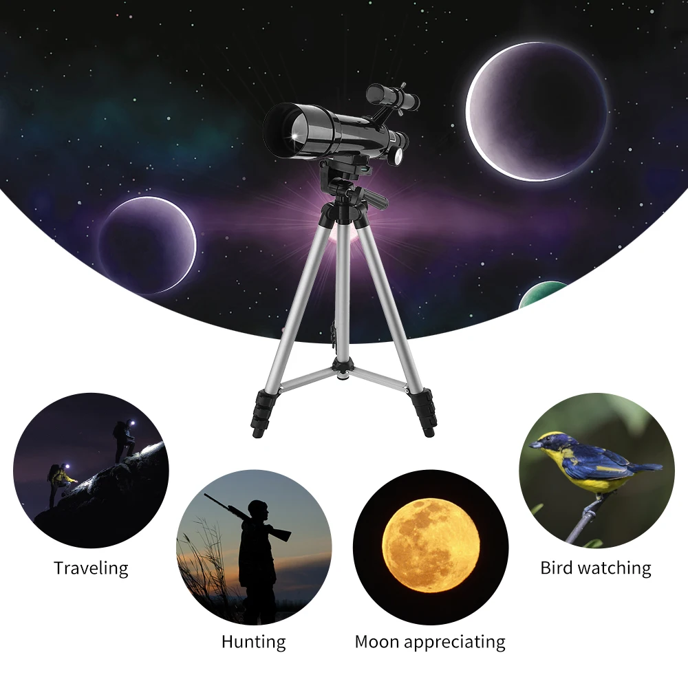 

Outdoor Monocular 135X Refractive Space Astronomical Telescope Travel Spotting Scope with Adjustable Tripod and Backpack
