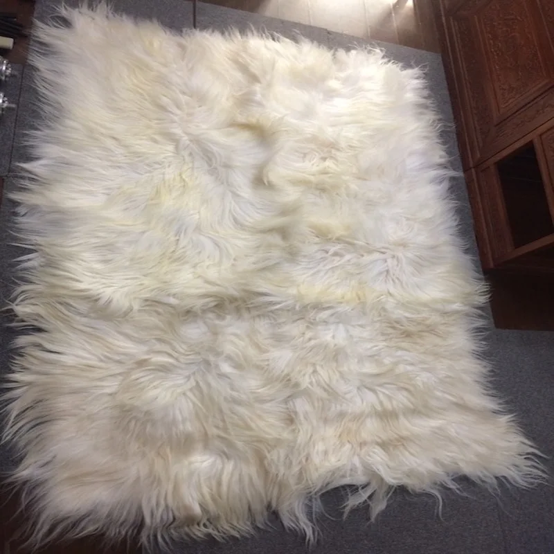 4x6 (122*183cm) Long Hair Goat Skin Rug Real Goatskin Carpet on