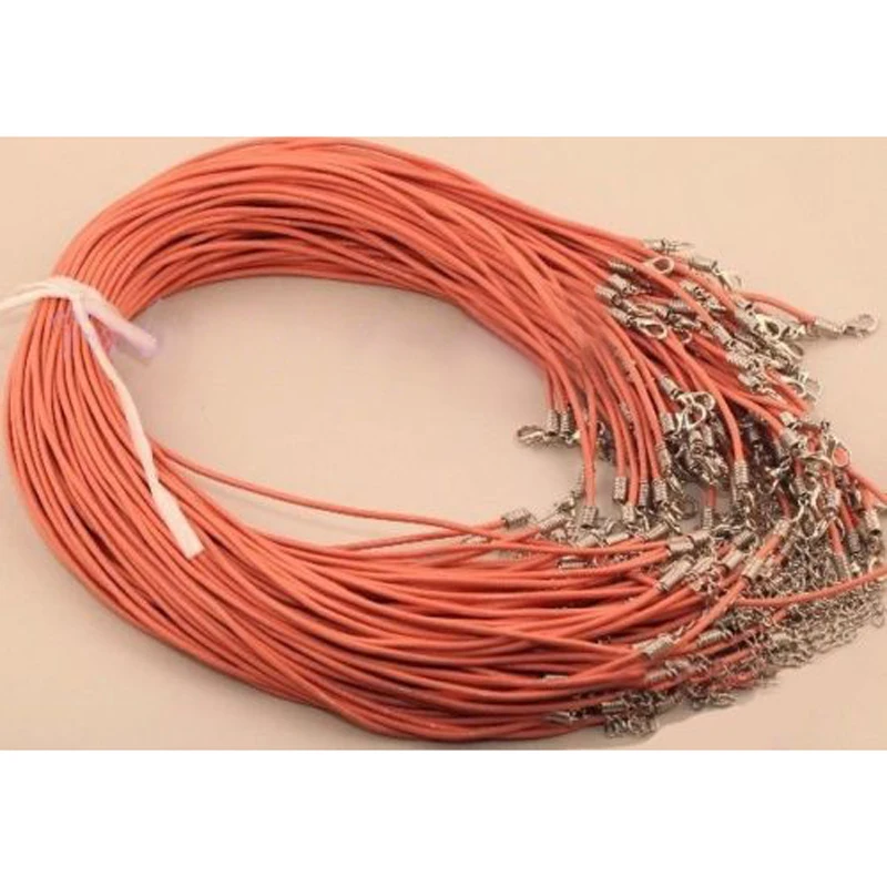 10pcs/lot Vintage DIY Chains Pendant Necklace Shellhard Fashion Leather Cord Necklace Rope Chain with Lobster Clasp Jewelry