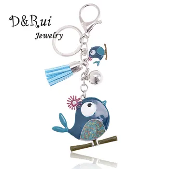 

Enamel Blue Bird Key Chains For Women Hot Sale Zinc Alloy Key Ring Vintage Charm Metal Birdie Pendant Jewelry Girl Gifts 2018