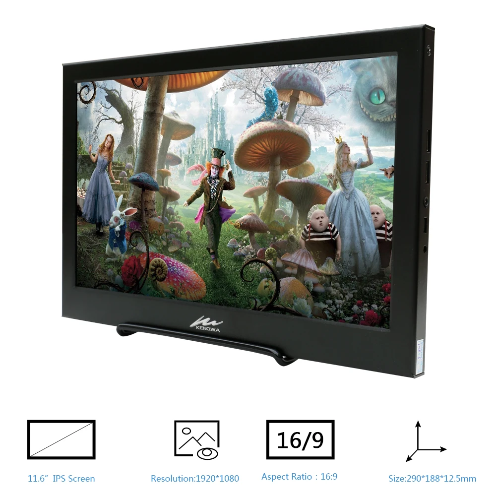 

11.6" 12.5mm HD LCD Mini Computer & TV Display 1920x1080 IPS Security Surveillance hdmi USB LED monitors PS4 Raspberry