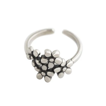 

OneQuarter Flower Shaped Trendy Silver Rings Women S925 Sterling Silver Rings Vintage Open Adjustable Rings Fashion Jewelry New