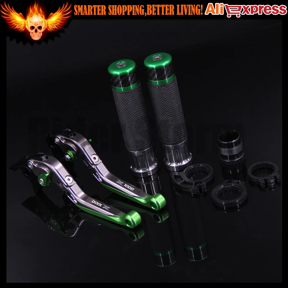 

7 Colors For Kawasaki Z1000 2003 2004 2005 2006 Green+Titanium CNC Motorcycle Brake Clutch Levers and Handlebar Hand Grips