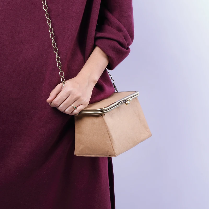 

Super Seabob 2018 New Original Design Manual Kraft Single Shoulder Satchel Concise Vintage Chain Strap Small Packet Woman DA355