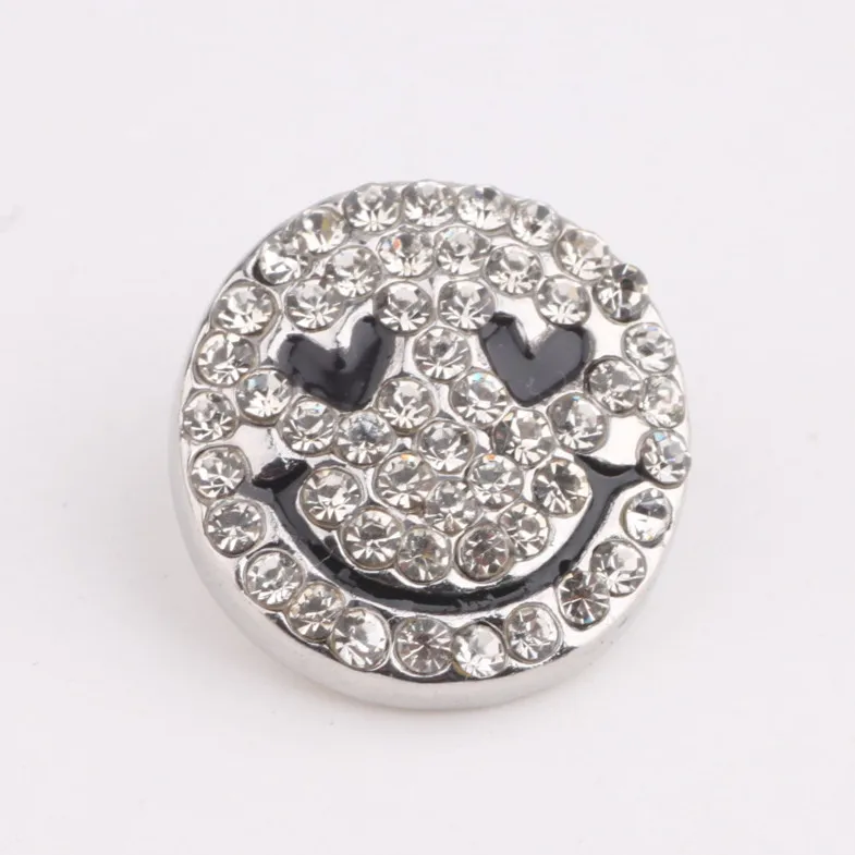 PAPAPRESS 1PCS Smiling Face 18mm Snaps Button White Rhinestone Snaps