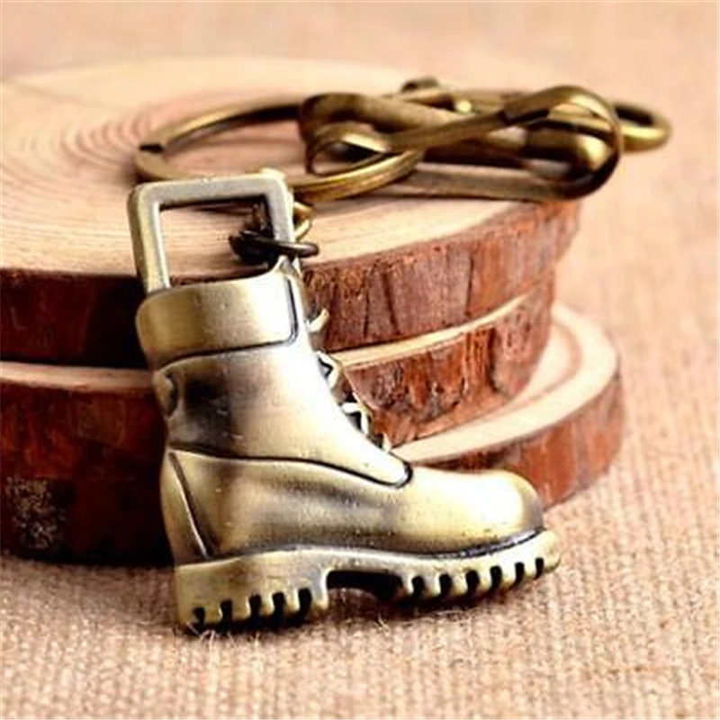 Creative Vintage Bronze Western Boots Keyring Keychain Key Chain Ring